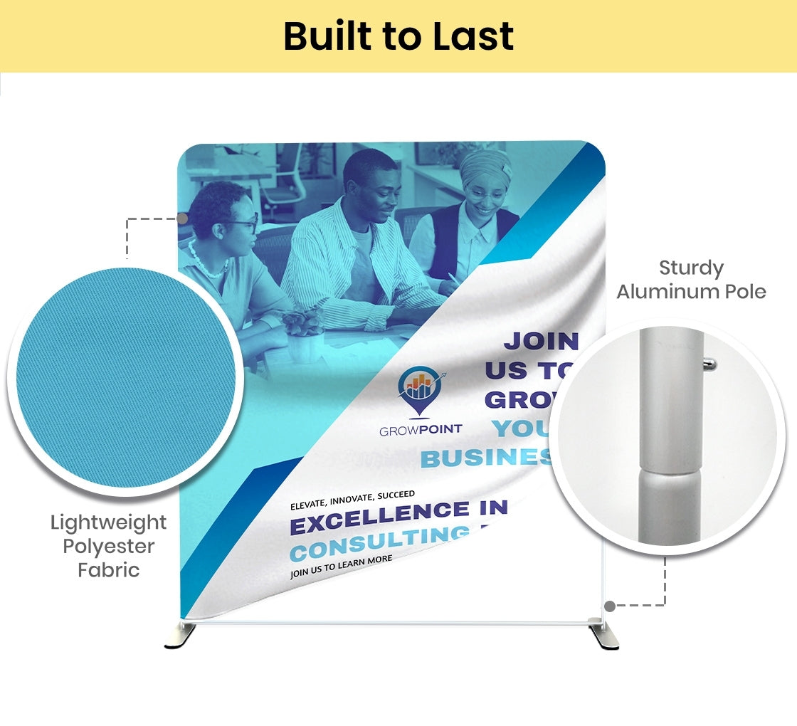 10ft Inline Trade Show Booth – Modular Display with LED Lights, Monitor Mount & Counter