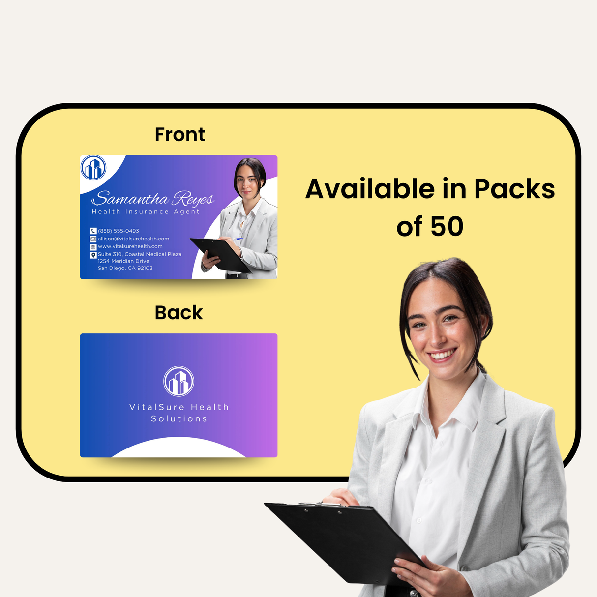 Pack of 50 Business Cards in Gloss Finish