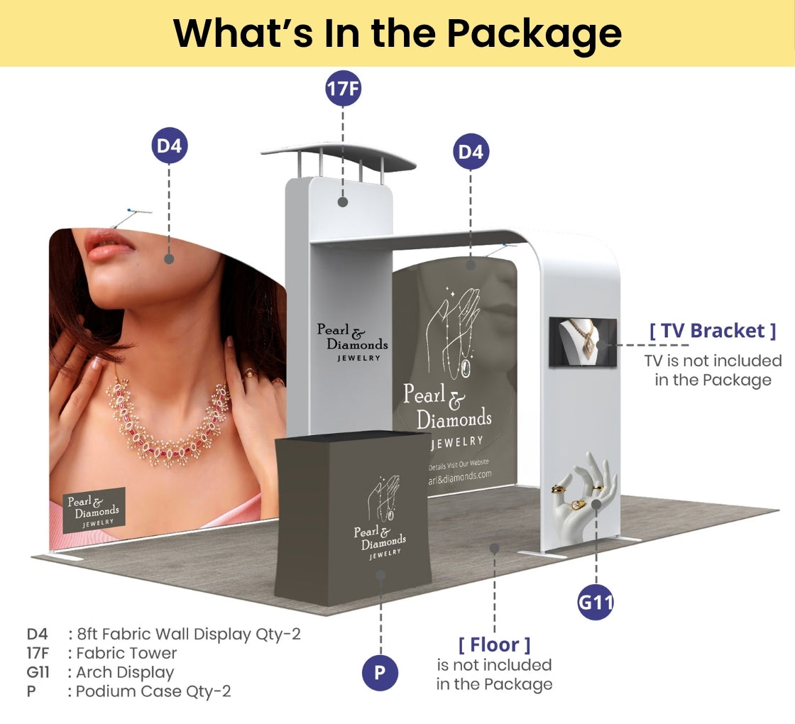 20ft Inline Trade Show Booth – Modular Package with Media Display