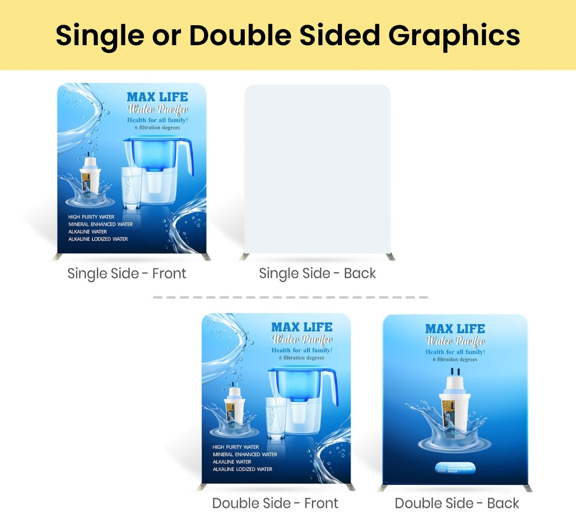 10ft Inline Trade Show Booth – Portable Backwall Display with LED Lights & Counter