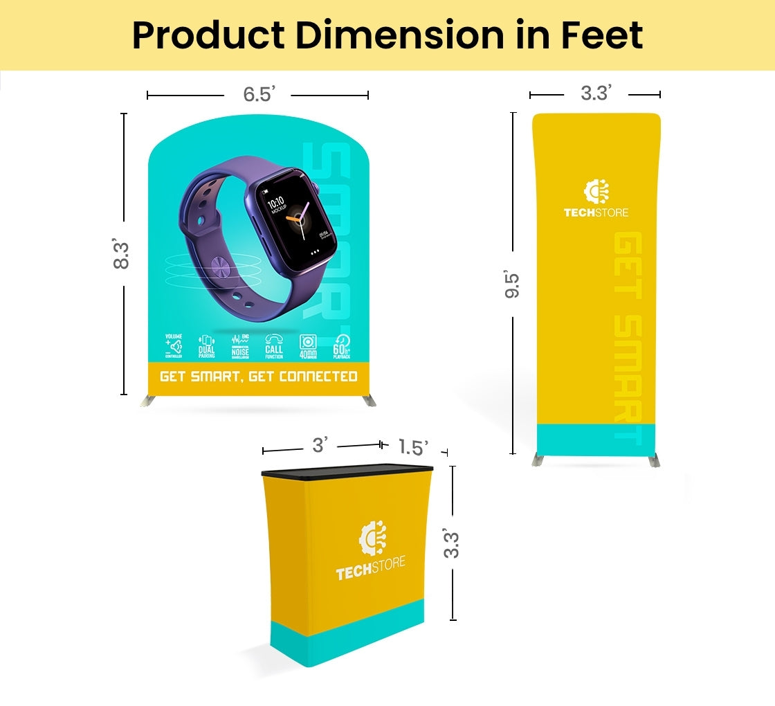 10 Ft Trade Show Booth - Modular Display with Backwall, Counter & LED Package