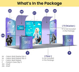 20ft Inline Trade Show Booth – Modular Fabric Display with Podium, Shelves & LED Lights