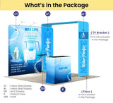 10ft Inline Trade Show Booth – Portable Backwall Display with LED Lights & Counter