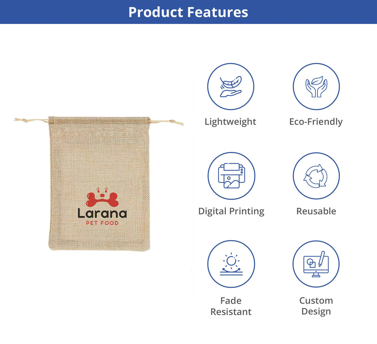 Jute Drawstring Bags - Printed