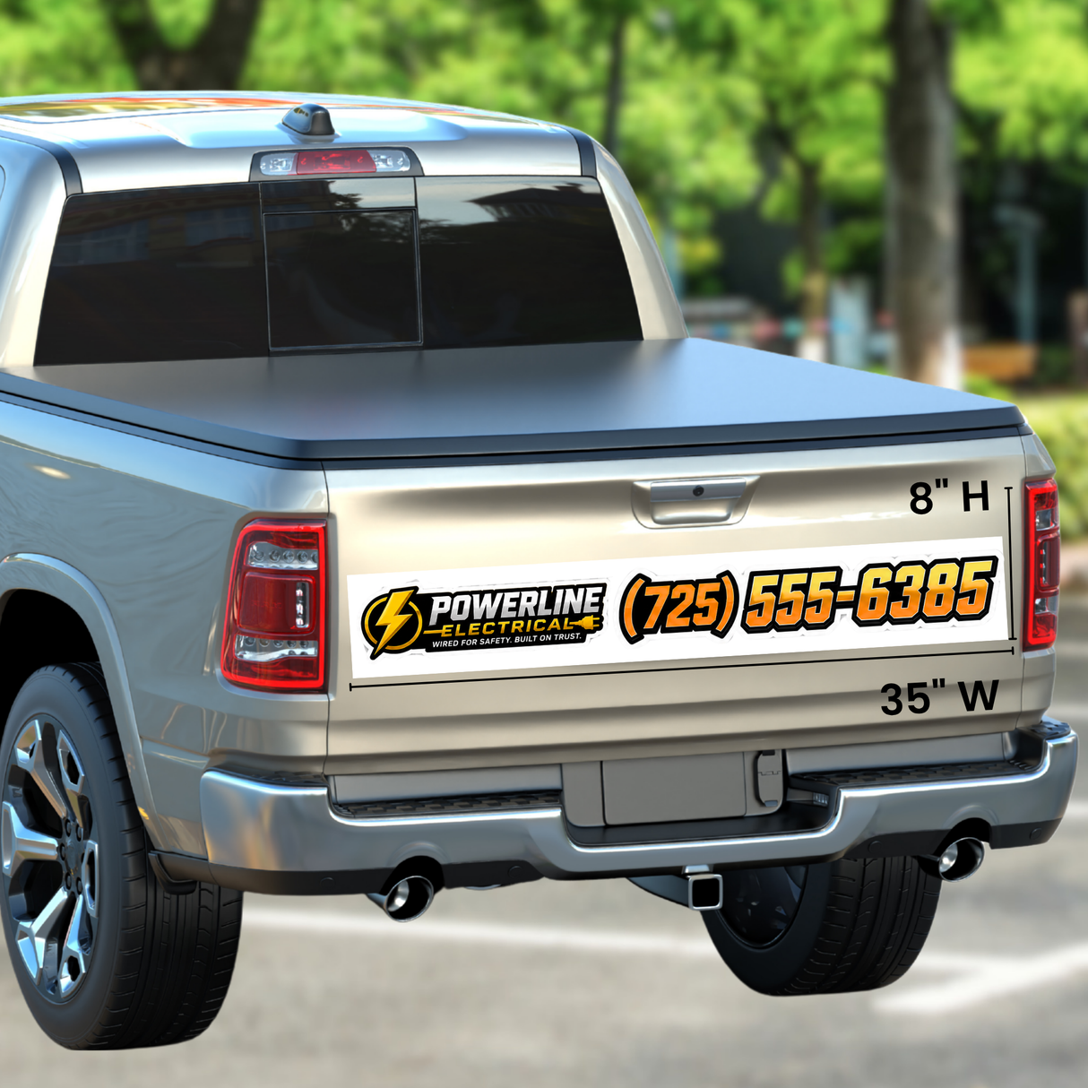 Tailgate Car Decals - Logo & Phone Number