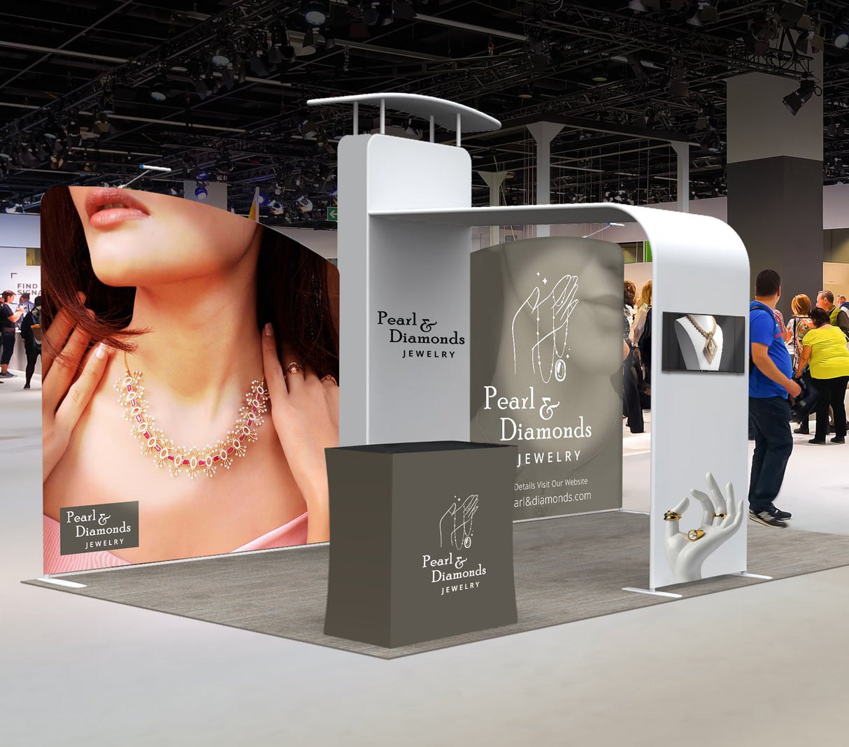 20ft Inline Trade Show Booth – Modular Package with Media Display